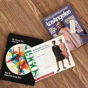 Vintage Fashion Costume Research 1940-1941 Book, 1960s Book, and 1976 Magazine